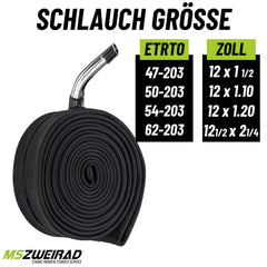 2x Schwalbe Fahrradschlauch 12 Zoll AV 1 ungerade 47/62-203 mit Reifenheber