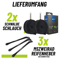 2x Schwalbe Fahrradschlauch AV 1 Gerade 47/62-203 EK AV 40 mm mit Reifenheber