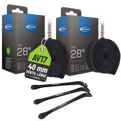 2x Schwalbe Schlauch AV17 40 mm (28"/700C) 28/47-622/635 mit Reifenheber