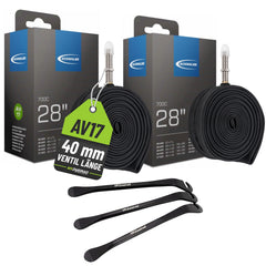 2x Schwalbe Schlauch AV17 40 mm (28"/700C) 28/47-622/635 mit Reifenheber