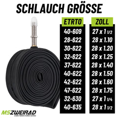 2x Schwalbe Schlauch AV17 40 mm (28"/700C) 28/47-622/635 mit Reifenheber