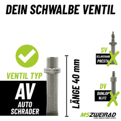 2x Schwalbe Schlauch AV17 40 mm (28"/700C) 28/47-622/635 mit Reifenheber