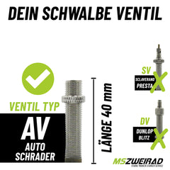 2x Schwalbe Schlauch AV17 40 mm (28"/700C) 28/47-622/635 mit Reifenheber