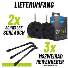 2x Schwalbe Schlauch AV17 40 mm (28"/700C) 28/47-622/635 mit Reifenheber