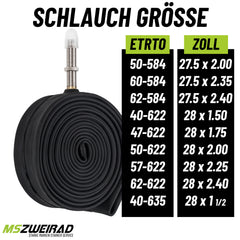 2x Schwalbe Schlauch AV 19 für 28/29 Zoll Ventil 40 mm mit Reifenheber