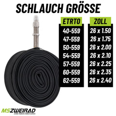 2 x Schwalbe Fahrradschlauch 26" (40/62-559) DV13 40mm Dunlopventil+ Reifenheber