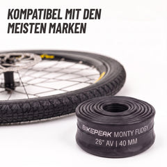 BikePeak 2x Fahrradschlauch Monty Fudgy MTB 26 Zoll mit Auto/Schrader Ventil 40mm