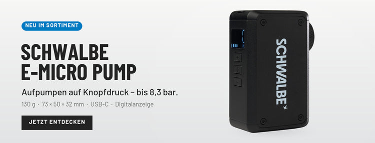 Schwalbe E-Micro Pump – elektrische Mini-Fahrradpumpe mit bis zu 8,3 bar