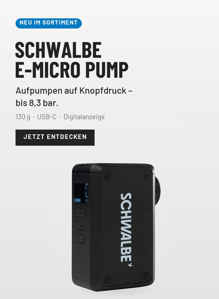 Schwalbe E-Micro Pump – elektrische Mini-Fahrradpumpe mit bis zu 8,3 bar
