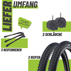 2er Set Schwalbe Reifen Marathon Plus MTB Schwarz Reflex 27.5 x 2.10 (54-584)" + 3x MSZweirad Reifenheber