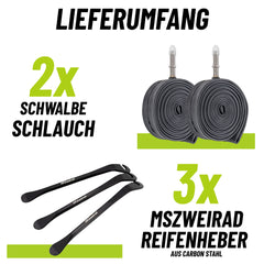 2x Schwalbe Schlauch AV17 40mm (28") 28/47-622/635 Modell 2026 mit MSZweirad Reifenheber