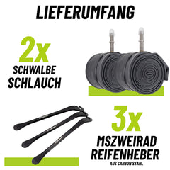 2x Schwalbe Schlauch AV19L-EL 40mm (27.5"/28"/29") 54/75-584/622 Modell 2026 + Reifenheber