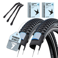 2er Set Schwalbe Reifen Marathon Plus MTB Schwarz Reflex 27.5 x 2.10 (54-584)" + 3x MSZweirad Reifenheber