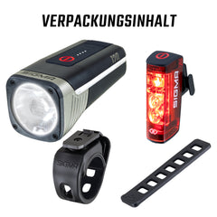 Sigma Beleuchtungsset Aura 120 Link + Hiro 50 Link Schwarz/Silber 120 Lux