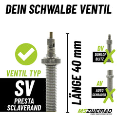 2x Schwalbe Schlauch SV15 40mm 28" 18/28-622/630 mit Reifenheber