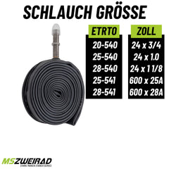 2x Schwalbe Schlauch AV 9A 40 mm für 24" (20/28-540/541) mit Reifenheber