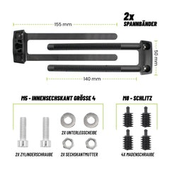 MSZweirad Ringschloss Flexmount Universal Adapter Befestigungsset Montagestreifen schwarz