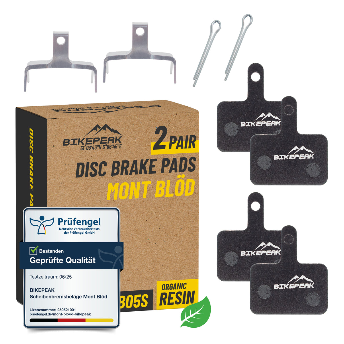 BikePeak 2er Set Scheibenbremsbeläge Mont Blöd - für Shimano B01S B03S B05S aus Organic Resin