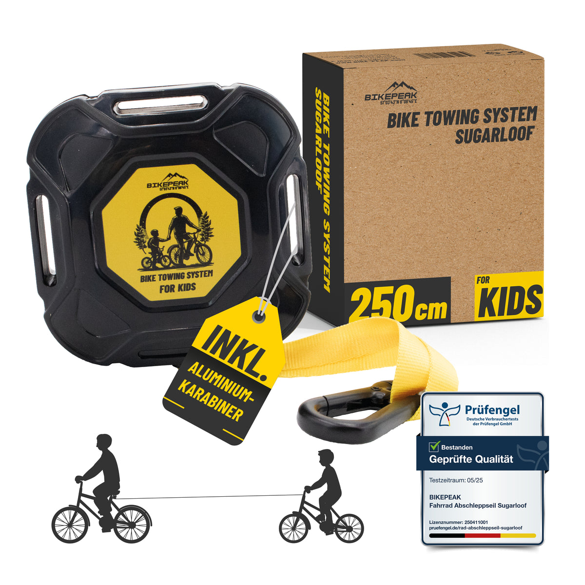 BikePeak Fahrrad Abschleppseil Sugarloof 250cm
