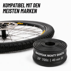 BikePeak 2x Fahrradschlauch Monty Shasta Trekking 28 Zoll mit Sclaverand/Presta Ventil 40mm