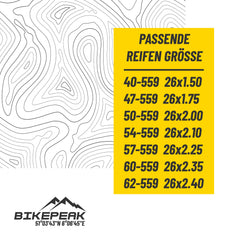 BikePeak 2x Fahrradschlauch Mattercorn MTB 26 Zoll mit Sclaverand/Presta Ventil 40mm