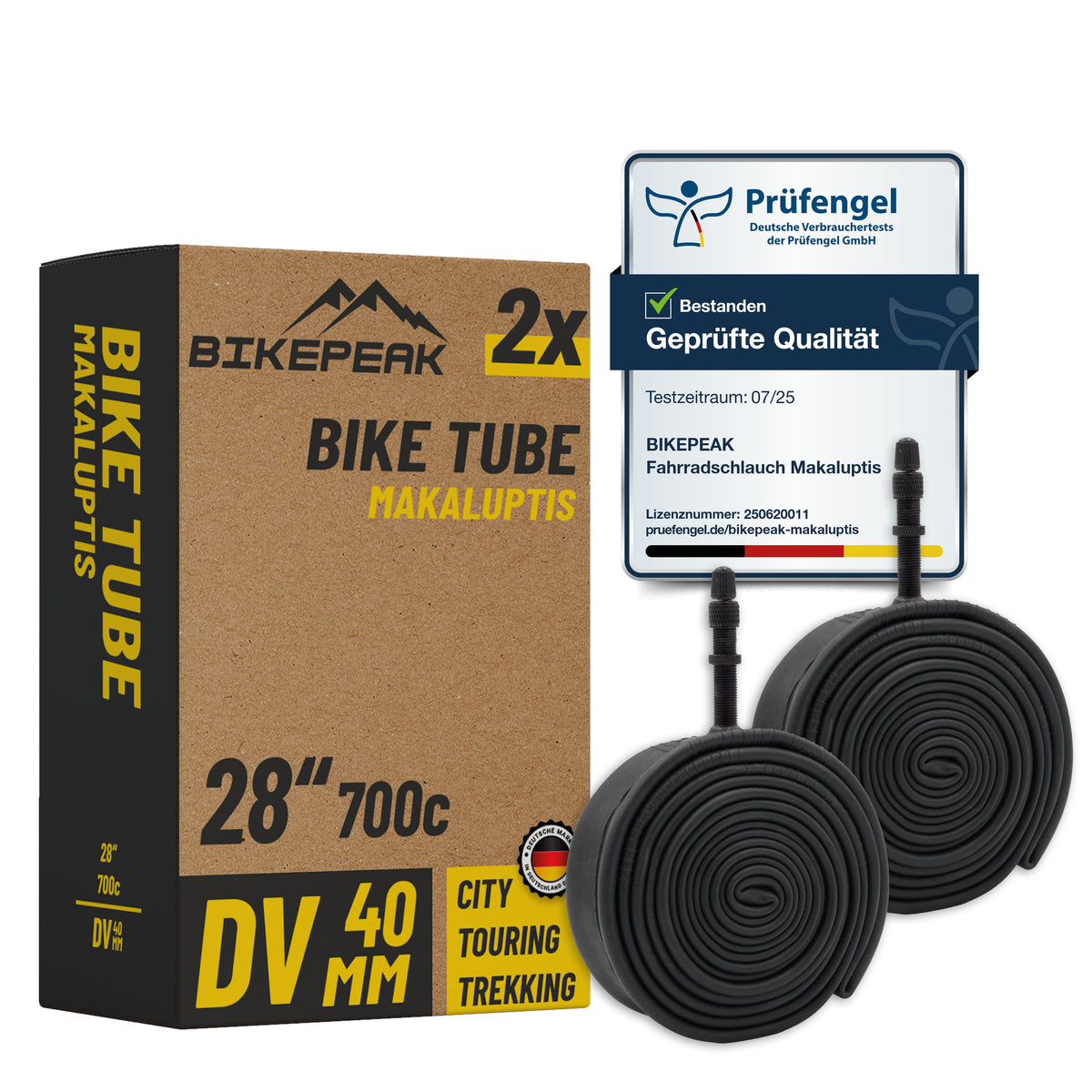BikePeak Fahrradschlauch Makaluptis Touring 28 Zoll mit Dunlop/Blitz Ventil 40mm