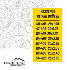 BikePeak 2x Fahrradschlauch Zugtaps Kids 20 Zoll mit Auto/Schrader Ventil 40mm