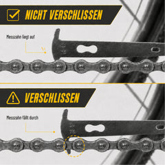 BikePeak Kettenverschleißlehre Fahrrad Kettenmesslehre 0,75% & 1,0% Stahl