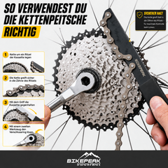 BikePeak Kettenpeitsche für Fahrrad Kassette – Stahl Werkzeug 293 mm