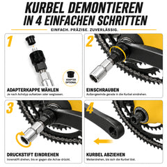 BikePeak Kurbelabzieher für Fahrradkurbeln – Stahl, mit Adapterkappe