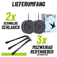 2er Set Schwalbe Schlauch SCV17 28/47-622/635 40mm + Reifenheber