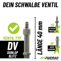 2x Schwalbe Schlauch 28 DV 17 (40mm) mit Reifenheber