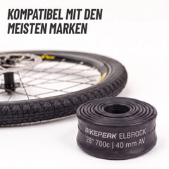 BikePeak 2x Fahrradschlauch Elbrock City 28 Zoll mit Autoventil Schrader Ventil 40mm