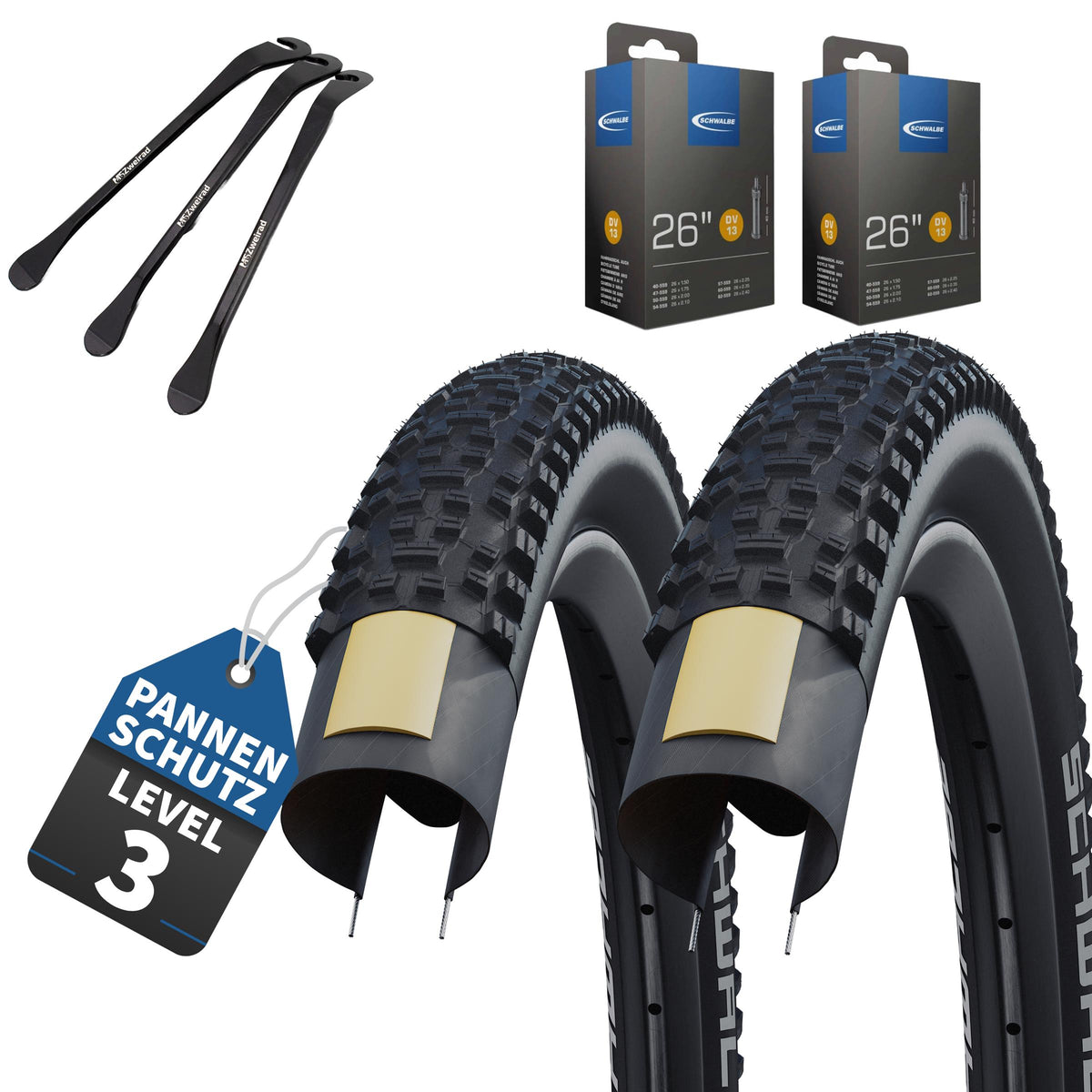 2 x Schwalbe Reifen Rapid Rob Schwarz 26 x 2,25 (57-559) + Schlauch wahl + MSZweirad Reifenheber