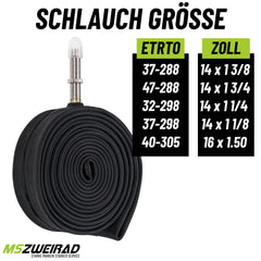 2x Schwalbe Schlauch AV2 14/16 Zoll 32/47-288/305 + Reifenheber