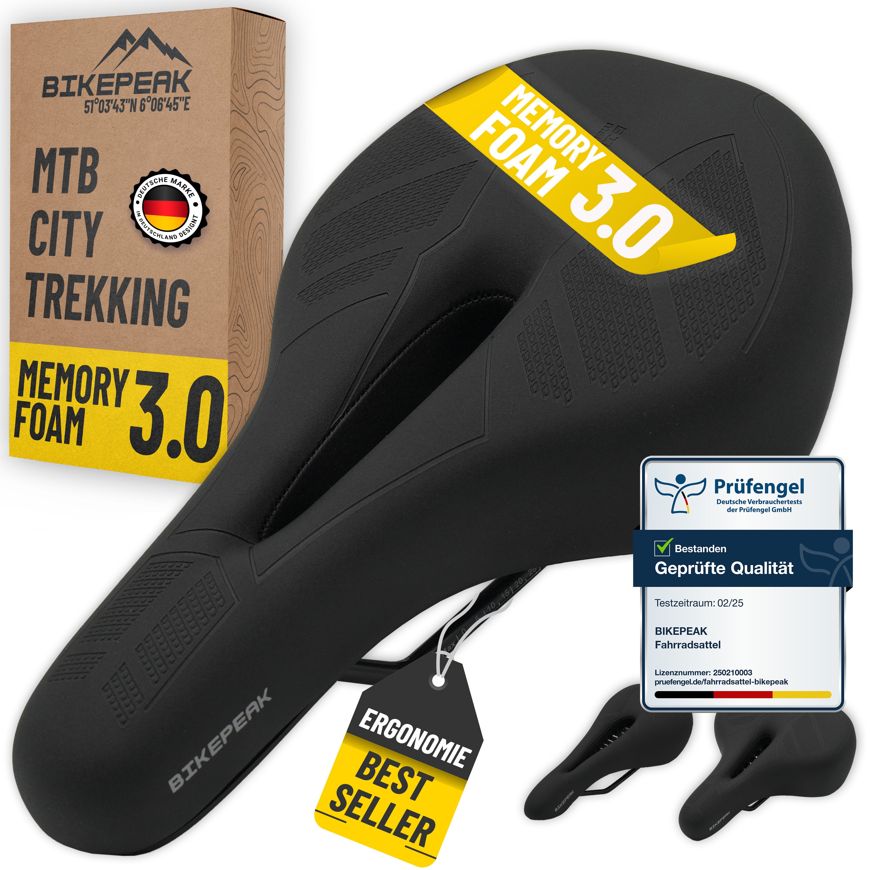 BikePeak Sattel Wählbar MTB-Trekking-City Memory-Schaum Fahrradsattel